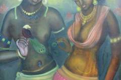 Simret-Singh-Radha-and-the-death-in-disguise-of-Krishna-Oil-on-Canvas-36x48-Inches