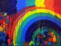 Kishore Shanker Dissolving Rainbow I Acrylic on Canvas 30 x 40 Inches Callection of TellusArt