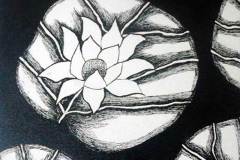 Nirmal-Thakur-Lotus-in-Black-Mix-Media-on-Canvas-12x12-Inches-4K