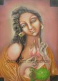 Simret Jandu Me Gautami and the Buddha Oil on Canvas 36x48 Inches