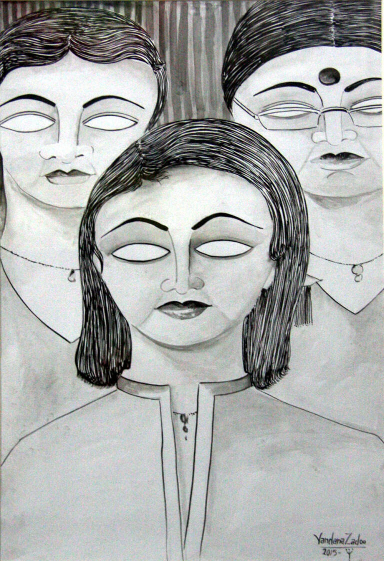 Vandana Zadoo Friends Pen & Poster Color on Paper 24x18 Inches 12K