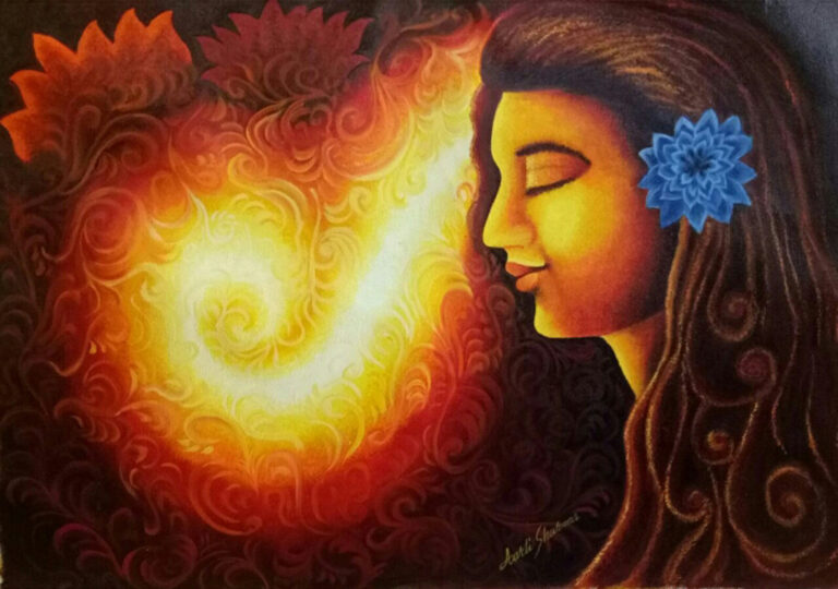 Aarti Sharma Divine Soul Oil on Canvas 21 x 32 Inches